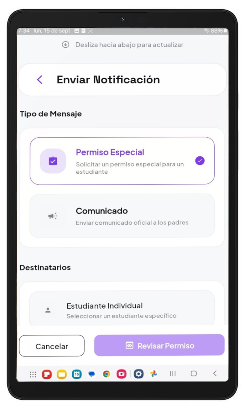 Envío de comunicados y avisos