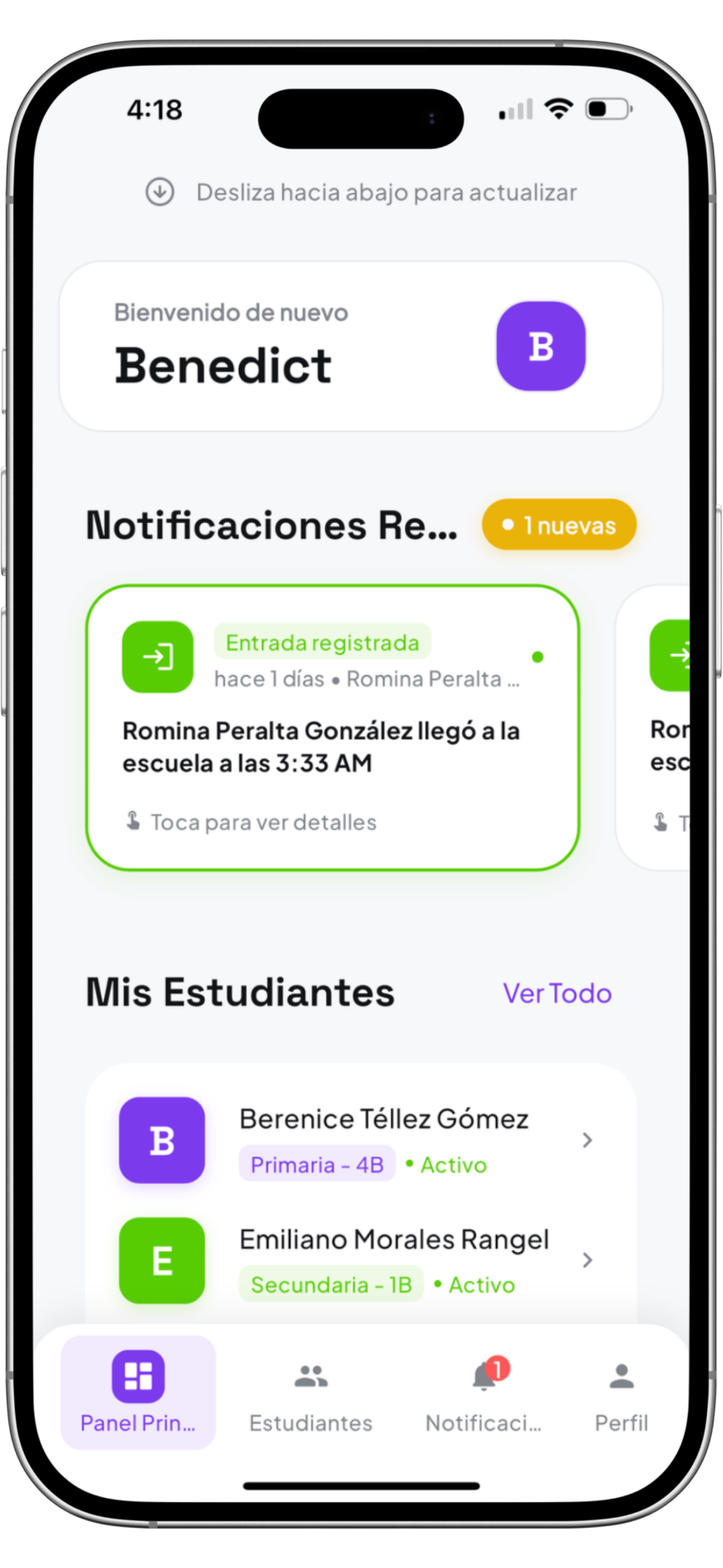 App para Padres - Notificaciones en tiempo real